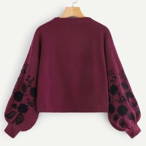 Embroidered sleeve sweater